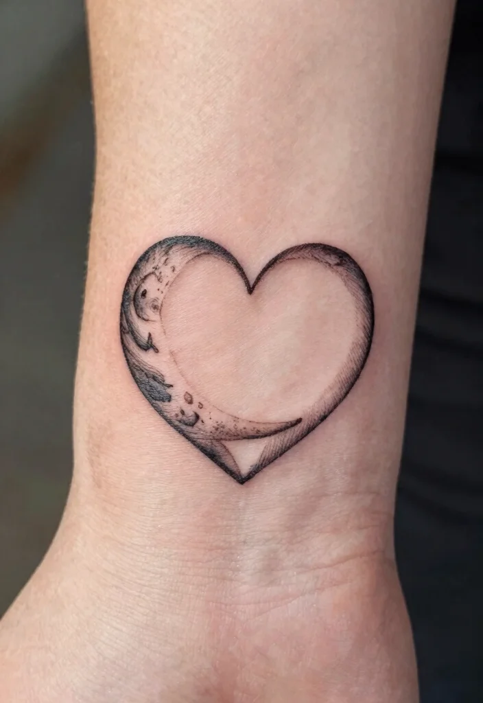 14 Fine Line Moon Tattoo Ideas With Minimal Glow - 13. Moon in a Heart 1
