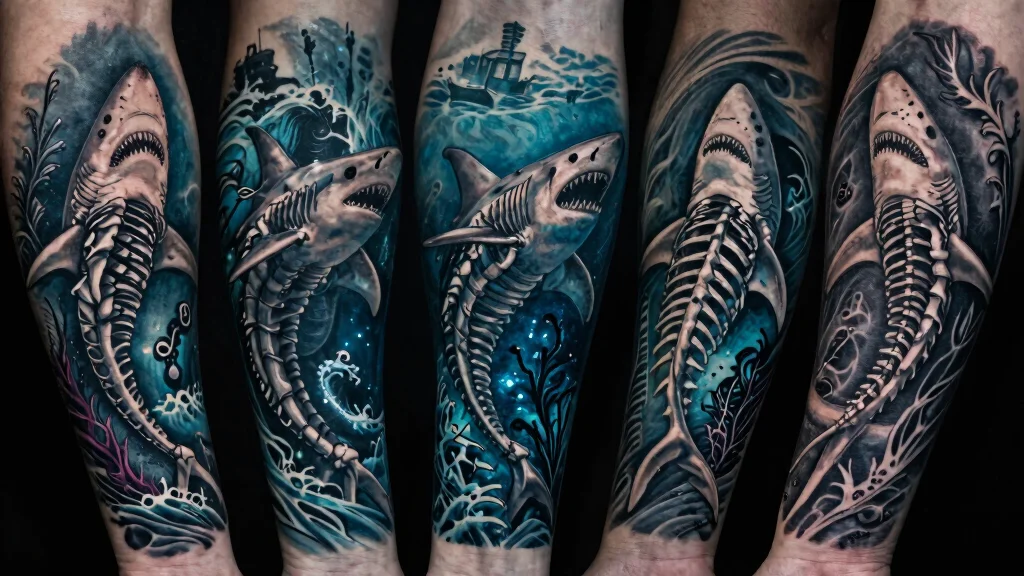 14 Shark Skeleton Tattoo Ideas With Dark Ocean Vibes
