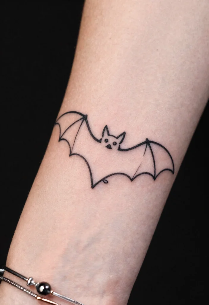 15 Bat Flash Tattoo Ideas With Spooky Style - 1. Minimalist Bat Outline 1