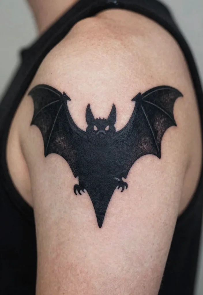 15 Bat Flash Tattoo Ideas With Spooky Style - 14. Bat Silhouette 1