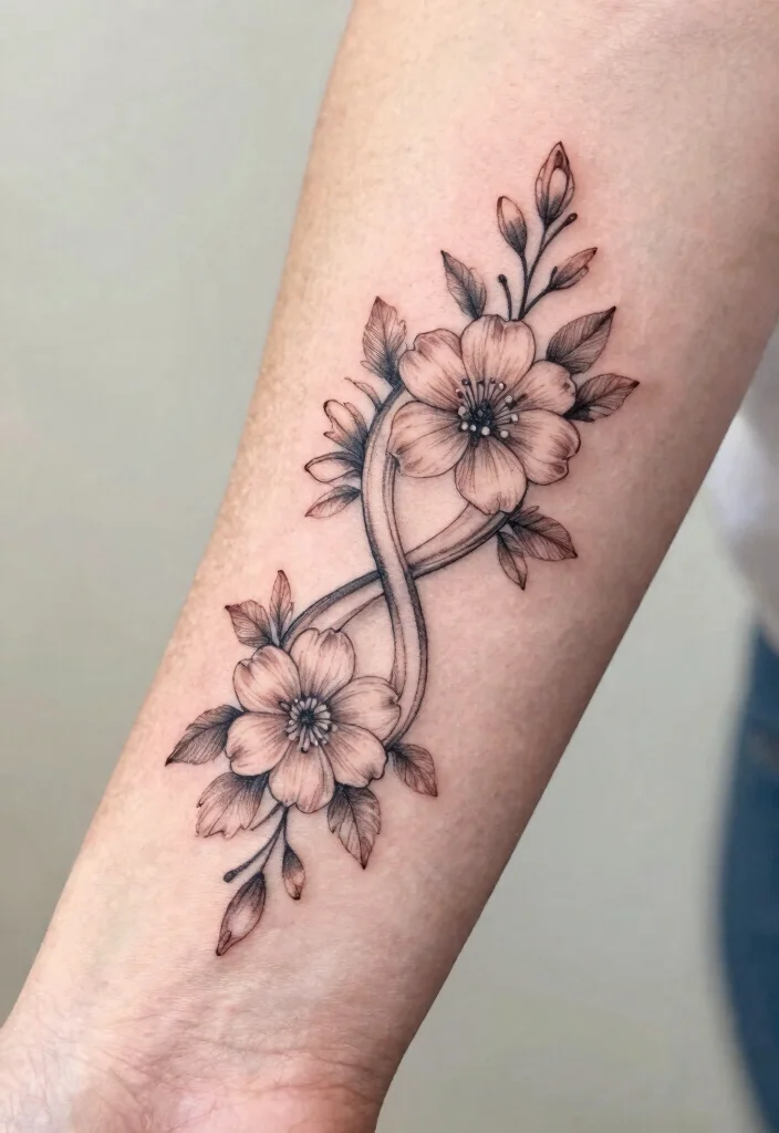 15 Flower Pen Tattoo Ideas With Creative Artistic Flair - 10. Floral Infinity Symbols 1