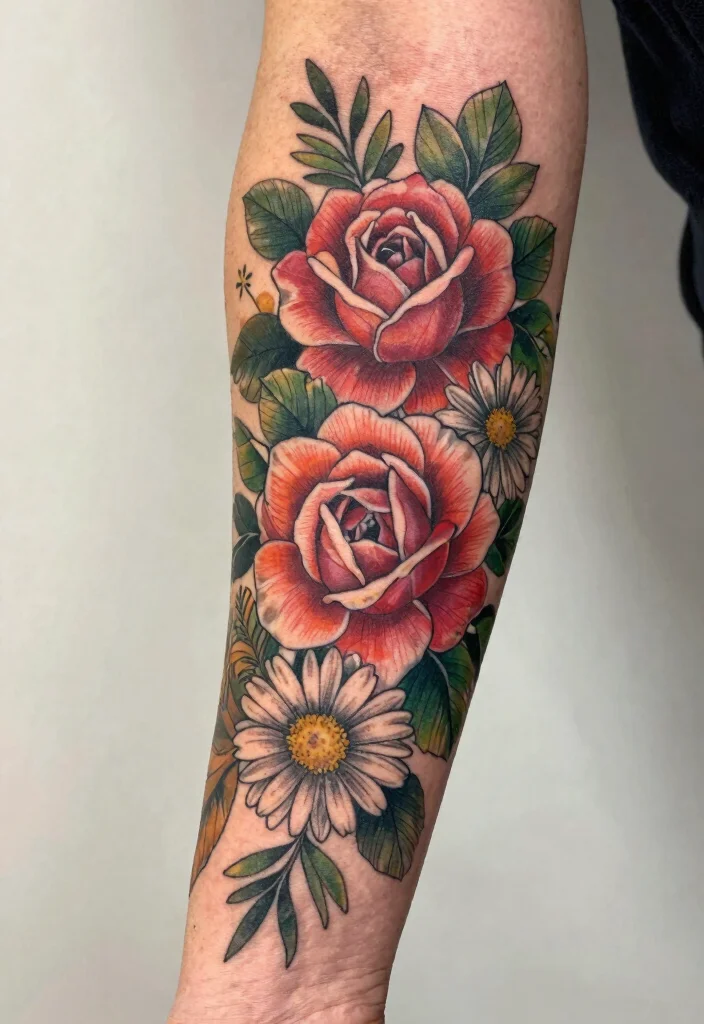 15 Flower Pen Tattoo Ideas With Creative Artistic Flair - 4. Floral Sleeve Tattoos 1