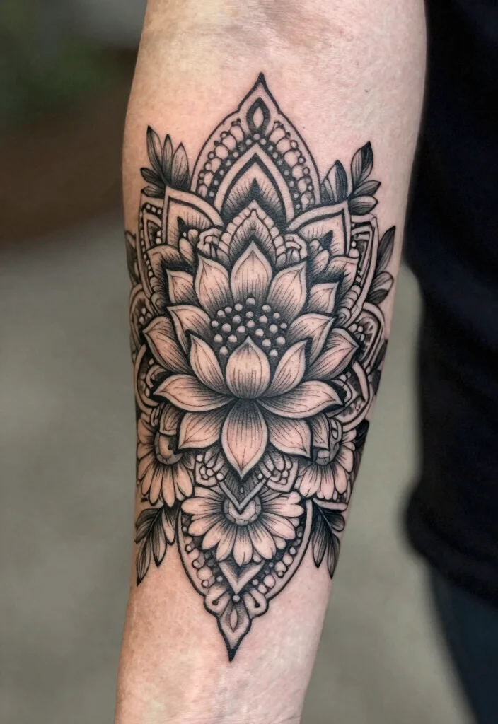 15 Flower Pen Tattoo Ideas With Creative Artistic Flair - 7. Floral Mandala Tattoos 1
