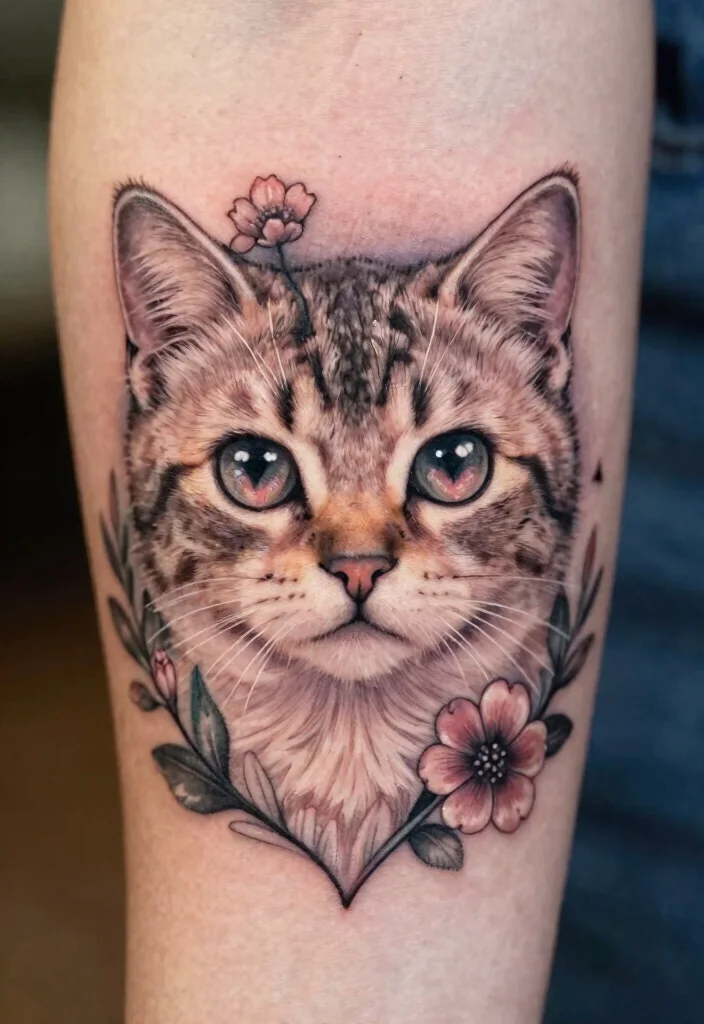 15 Heart Eye Tattoo Ideas With Playful Twist - 2. Adorable Kitten with Hearts 1