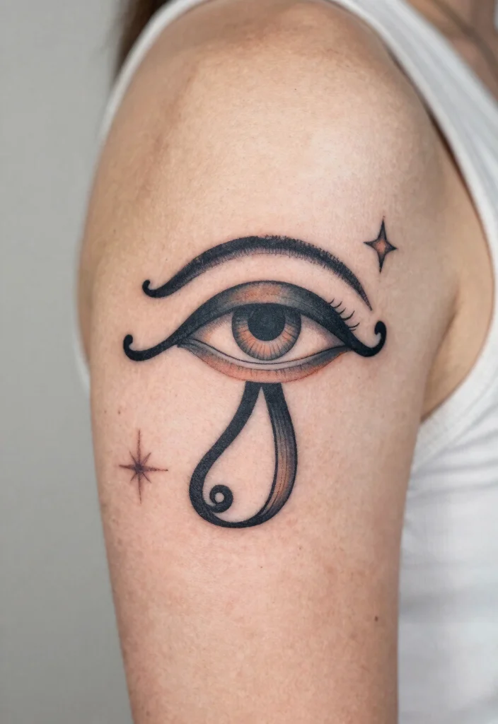 15 Horus Eye Tattoo Ideas With Ancient Symbolism - 12. Vintage Style Eye of Horus Tattoo 1