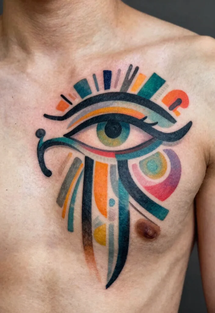 15 Horus Eye Tattoo Ideas With Ancient Symbolism - 14. Abstract Eye of Horus Tattoo 1