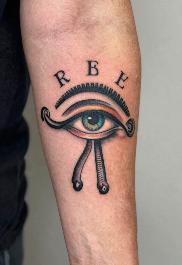 15 Horus Eye Tattoo Ideas With Ancient Symbolism - 15. Eye of Horus with Personal Symbolism 1