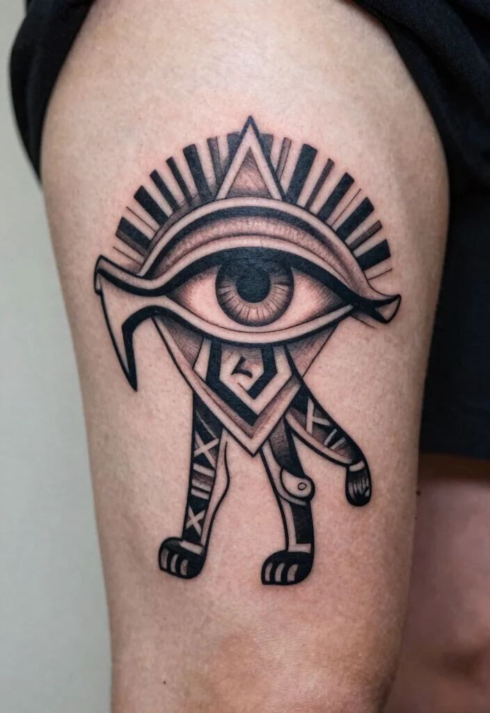 15 Horus Eye Tattoo Ideas With Ancient Symbolism - 4. Geometric Eye of Horus Tattoo 1
