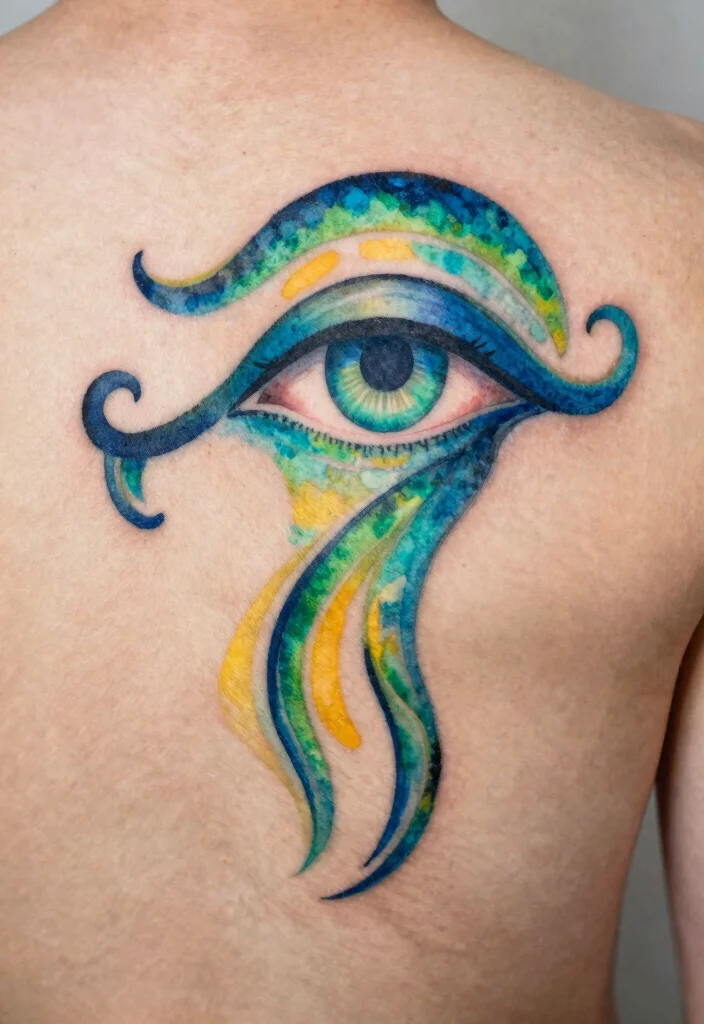 15 Horus Eye Tattoo Ideas With Ancient Symbolism - 5. Watercolor Eye of Horus Tattoo 1