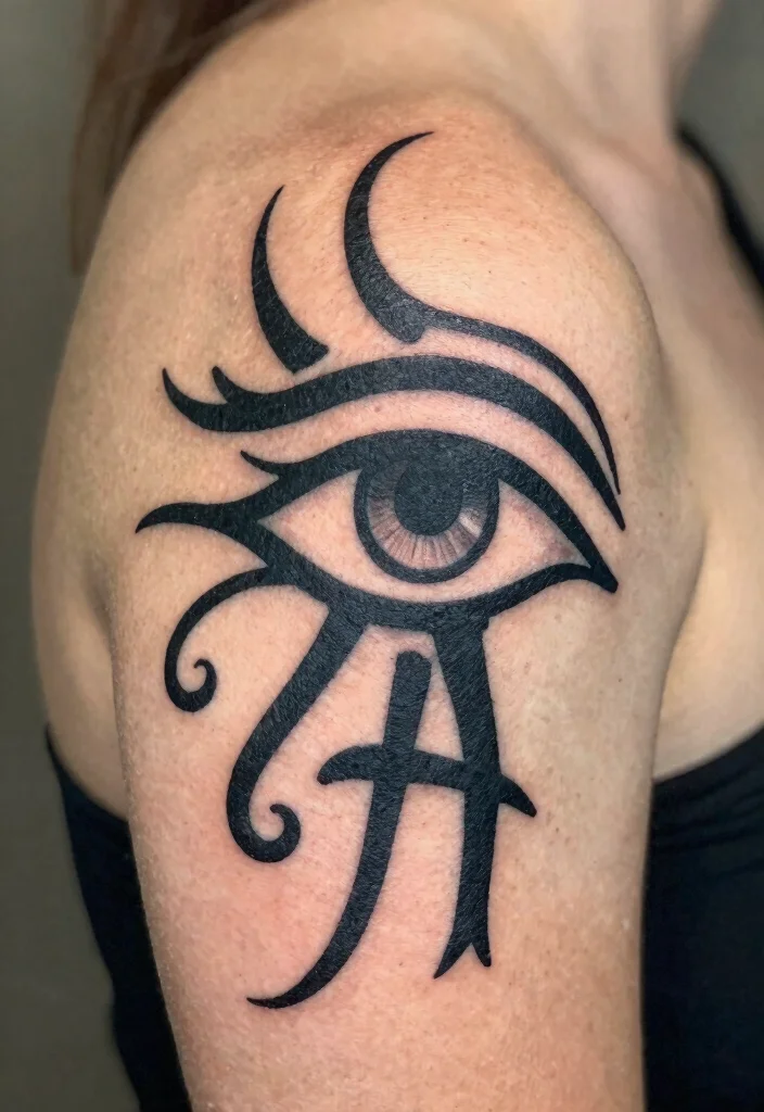 15 Horus Eye Tattoo Ideas With Ancient Symbolism - 9. Tribal Eye of Horus Tattoo 1