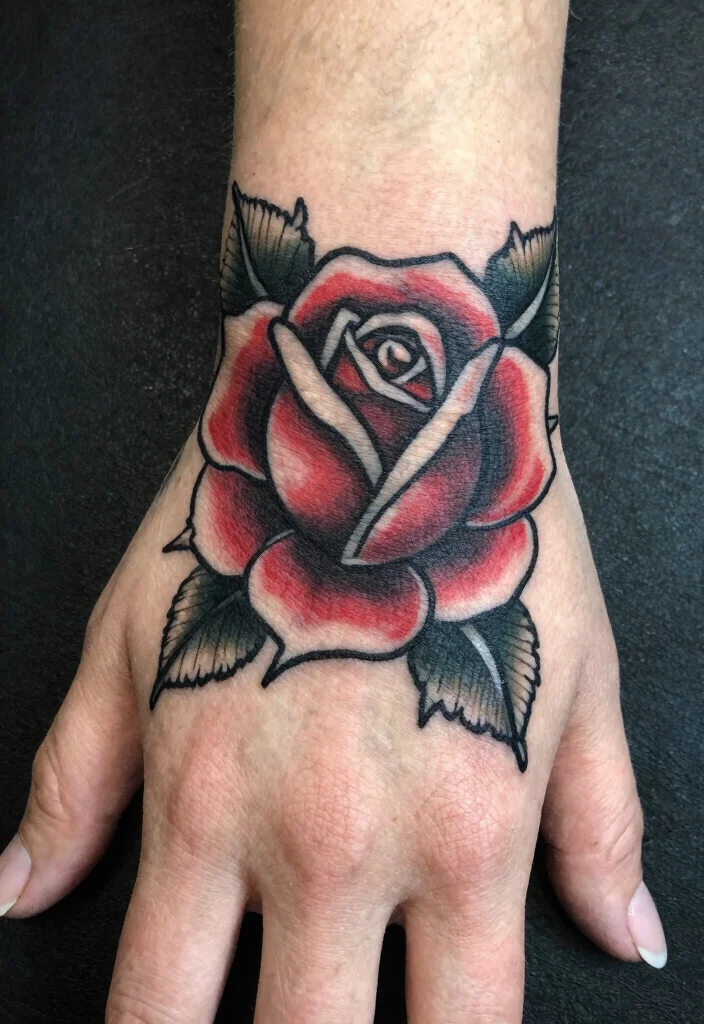 15 Rose Hand Tattoo Ideas With Classic Edge - 10. Edgy Rose with Spikes 1