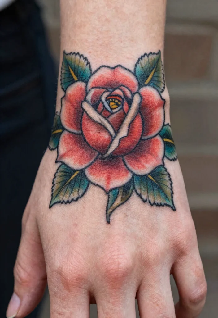 15 Rose Hand Tattoo Ideas With Classic Edge - 13. Antique-style Rose 1