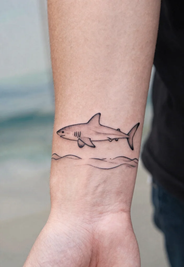 15 Shark Tattoo Men Ideas With Fierce Ocean Energy - 2. Minimalist Shark Silhouette 1