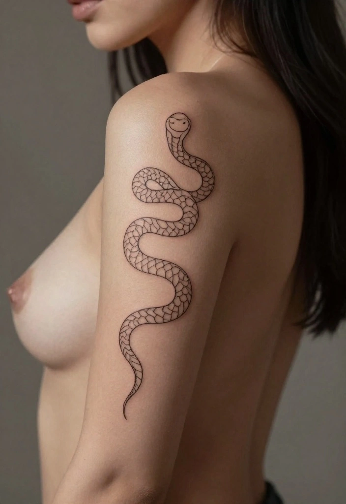 15 Spine Snake Tattoo Ideas With Sleek Flow - 10. Simple Outline Snake 1