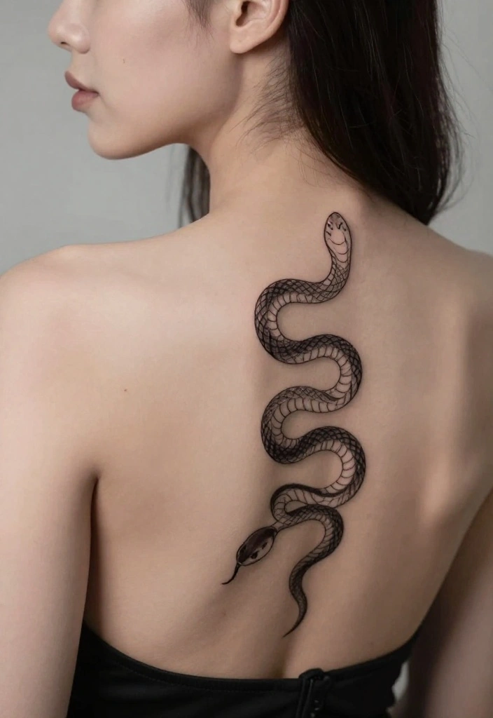 15 Spine Snake Tattoo Ideas With Sleek Flow - 13. Minimalist Snakes in Pairs 1