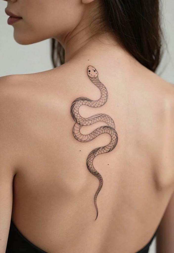 15 Spine Snake Tattoo Ideas With Sleek Flow - 5. Minimalist Snake with Dots 1