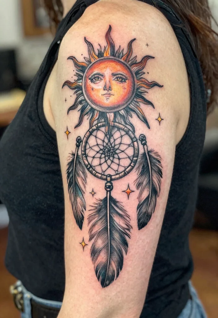 15 Sun Moon Star Tattoo Ideas With Cosmic Energy - 7. Celestial Body Ink with Symbolic Elements 1