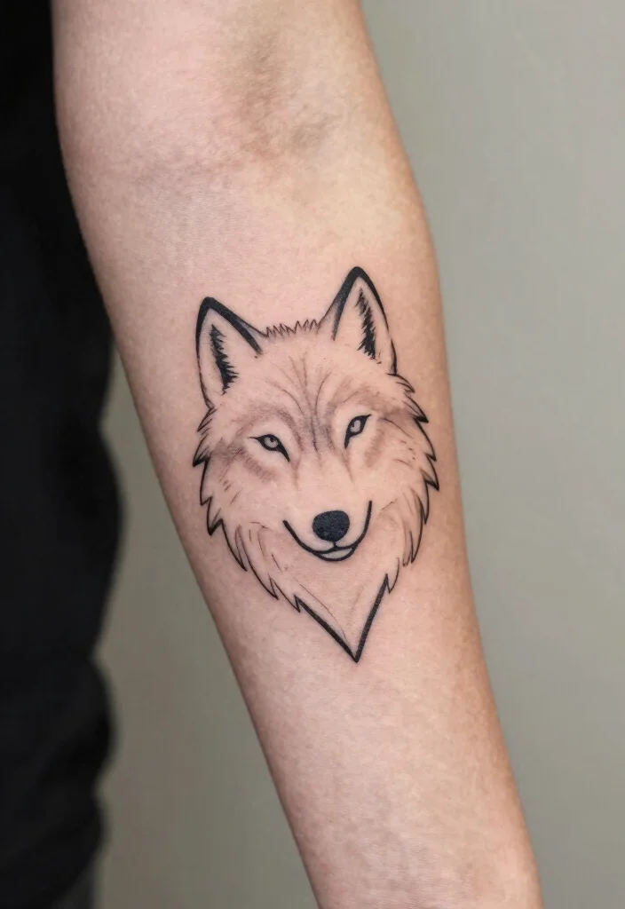 15 Traditional Wolf Head Tattoo Ideas With Wild Spirit - 1. Majestic Minimalism 1