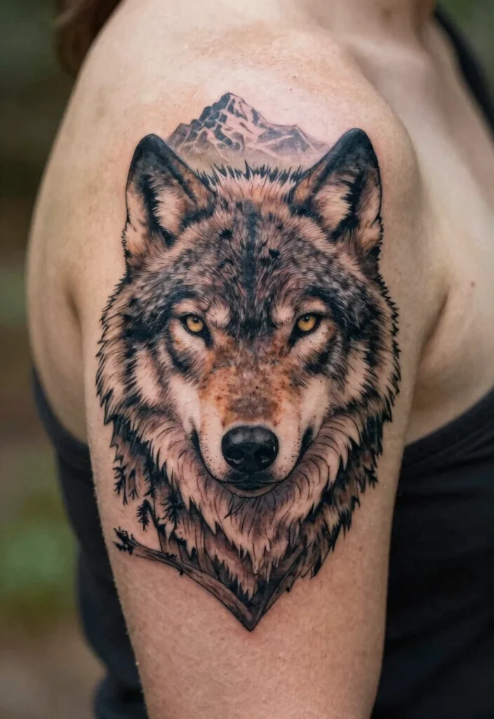 15 Traditional Wolf Head Tattoo Ideas With Wild Spirit - 10. Nature’s Guardians 1