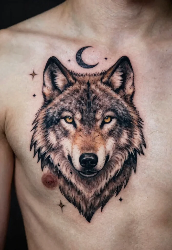 15 Traditional Wolf Head Tattoo Ideas With Wild Spirit - 11. Spiritual Reflections 1