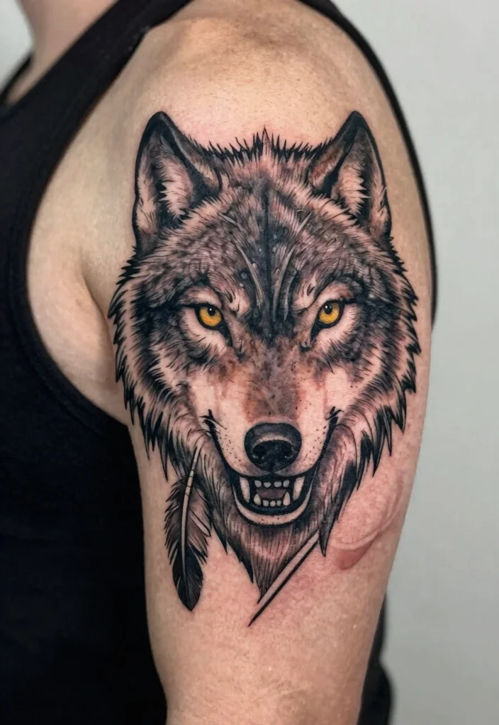 15 Traditional Wolf Head Tattoo Ideas With Wild Spirit - 13. Animal Spirit Guides 1