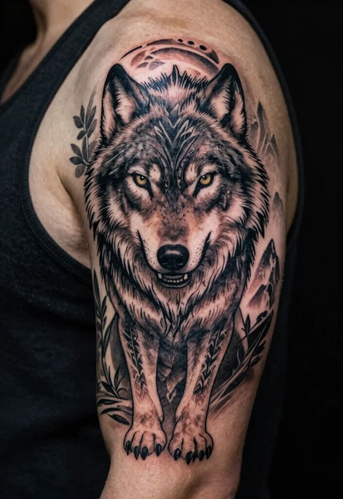 15 Traditional Wolf Head Tattoo Ideas With Wild Spirit - 2. Fierce Tribal Patterns 1