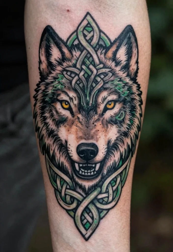 15 Traditional Wolf Head Tattoo Ideas With Wild Spirit - 3. Celtic Knotwork Connection 1
