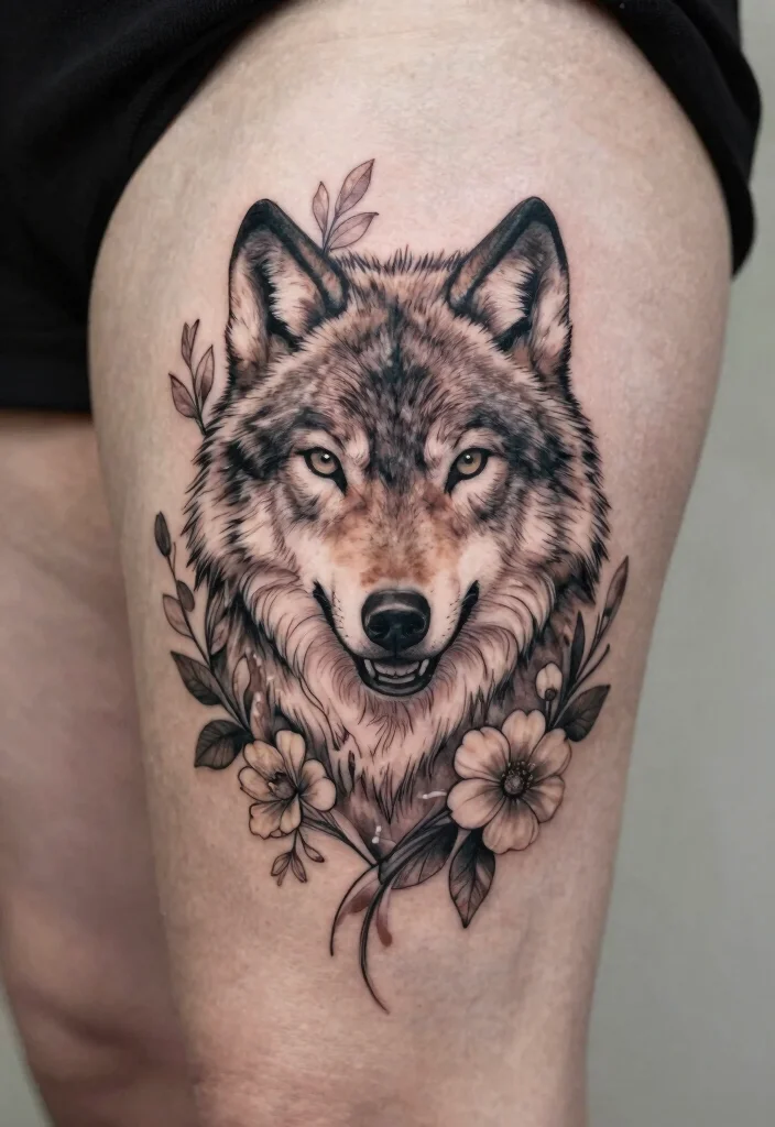 15 Traditional Wolf Head Tattoo Ideas With Wild Spirit - 8. Fierce Female Wolves 1