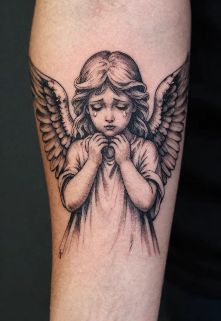 15 Weeping Angel Tattoo Ideas With Dark Gothic Vibes - 1. The Classic Weeping Angel 1