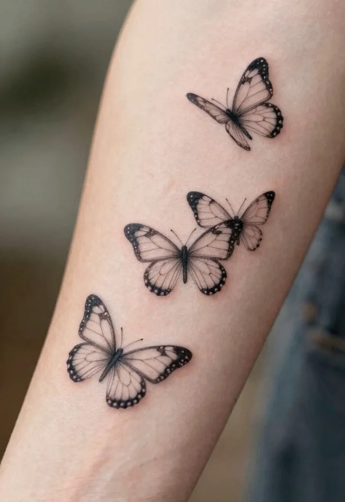 16 3 Butterfly Tattoo Designs Ideas With Graceful Motion - 1. Trio of Minimalist Butterflies 1