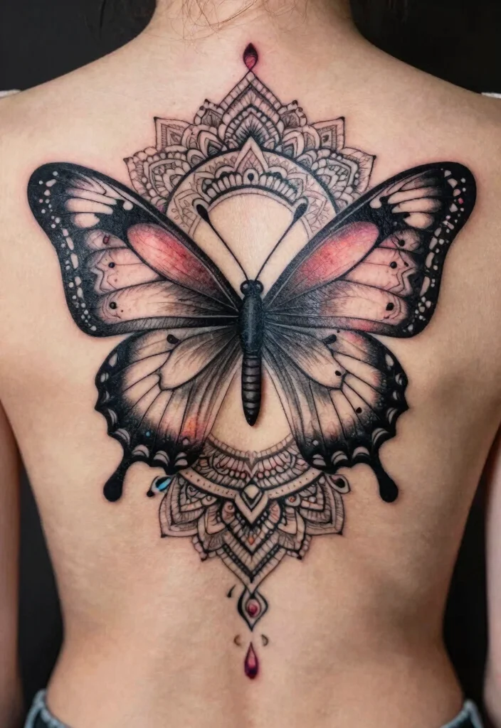 16 3 Butterfly Tattoo Designs Ideas With Graceful Motion - 11. Butterfly Mandala Fusion 1