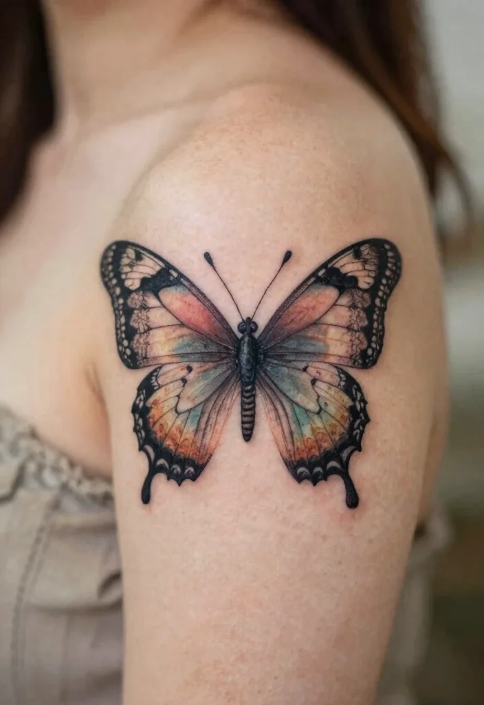 16 3 Butterfly Tattoo Designs Ideas With Graceful Motion - 12. Vintage Butterfly Aesthetic 1