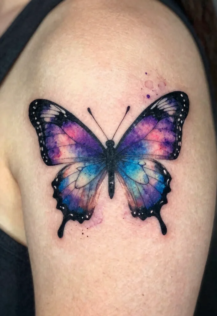 16 3 Butterfly Tattoo Designs Ideas With Graceful Motion - 3. Watercolor Butterfly Design 1