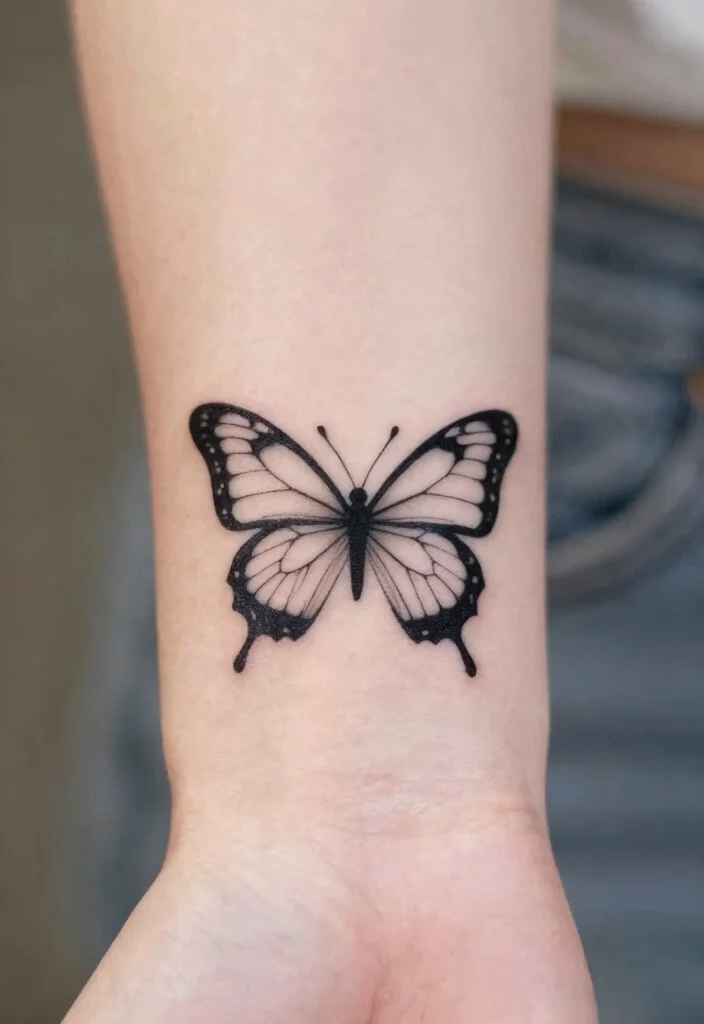 16 3 Butterfly Tattoo Designs Ideas With Graceful Motion - 5. Minimalist Silhouette 1
