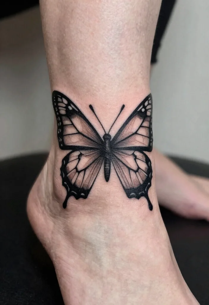 16 Butterfly Foot Tattoo Ideas With Delicate Beauty - 6. Geometric Butterfly Tattoos 1