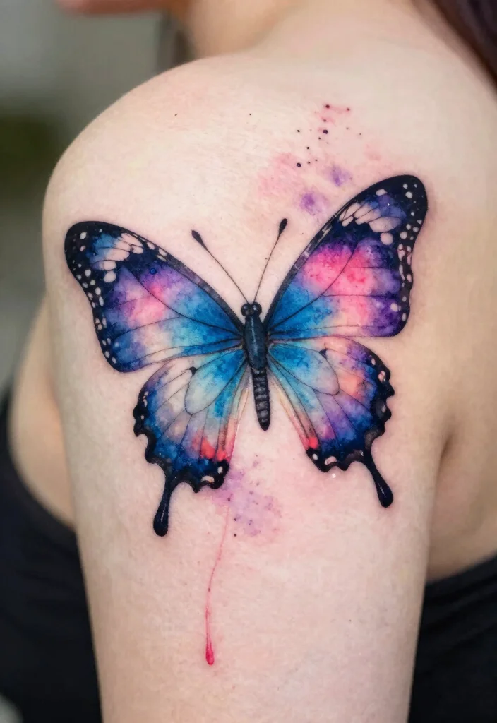 16 Butterfly and Moth Tattoo Ideas With Mystical Balance - 1. Watercolor Wonderland 1