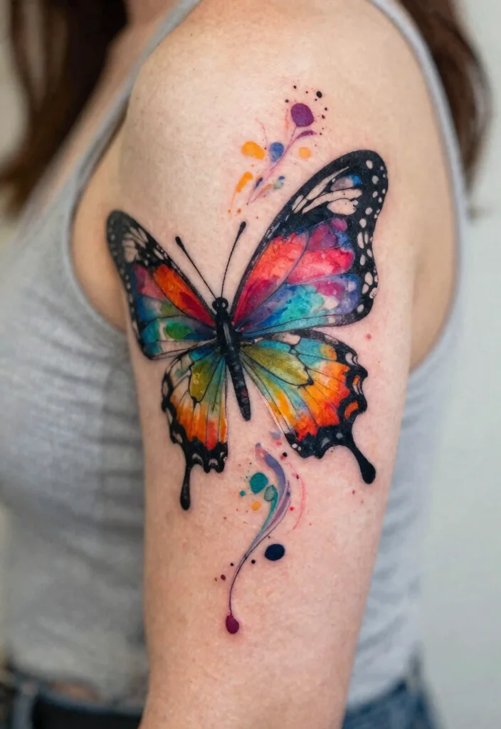 16 Butterfly and Moth Tattoo Ideas With Mystical Balance - 11. Abstract Expression 1