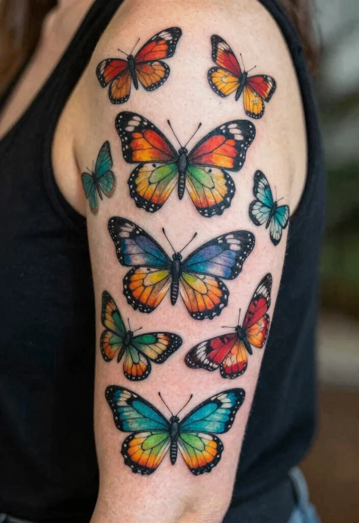 16 Butterfly and Moth Tattoo Ideas With Mystical Balance - 13. Colorful Collages 1