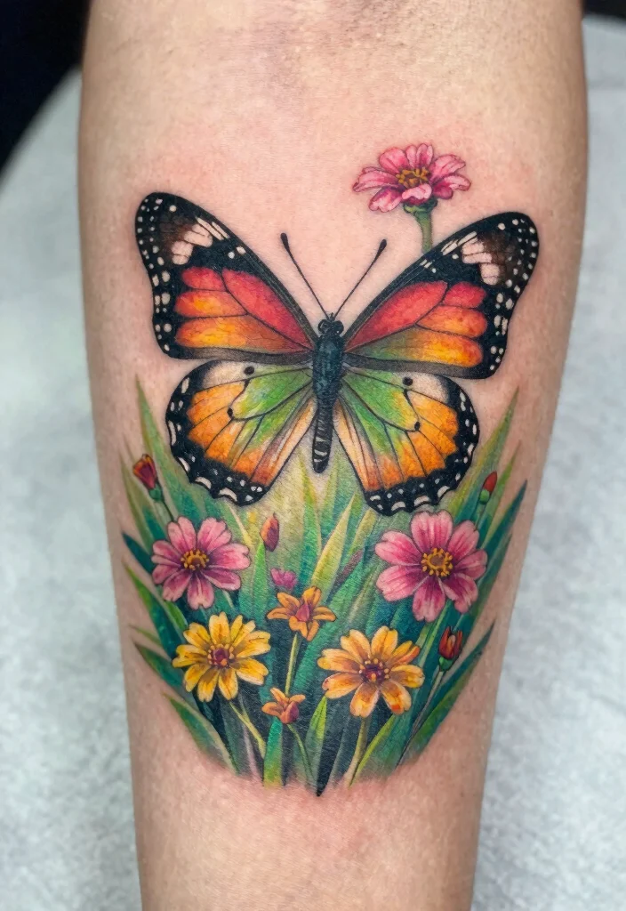 16 Butterfly and Moth Tattoo Ideas With Mystical Balance - 6. Nature-Inspired Elements 1