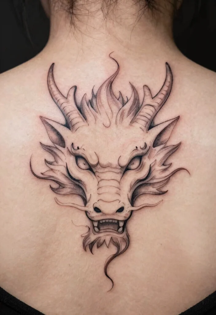 16 Delicate Dragon Tattoo Ideas With Fine Line Beauty - 4. The Minimalist Dragon Head 1