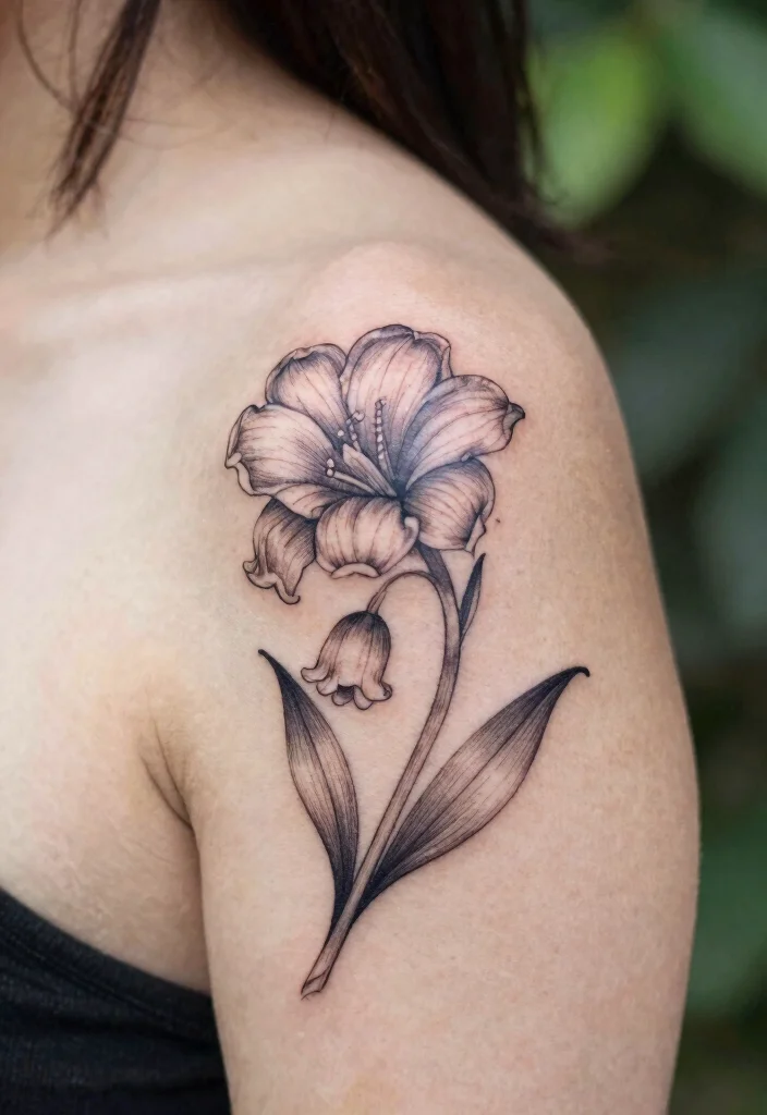 16 Flower Stem Tattoo Ideas With Elegant Minimal Lines - 11. Stylish Bellflower Tattoo 1