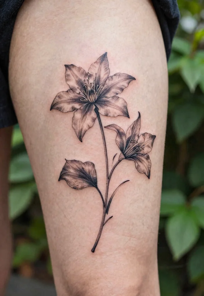 16 Flower Stem Tattoo Ideas With Elegant Minimal Lines - 14. Charming Clematis Stem 1