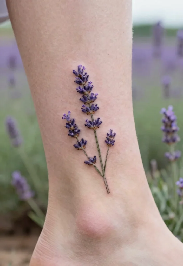 16 Flower Stem Tattoo Ideas With Elegant Minimal Lines - 6. Simple Lavender Stem 1