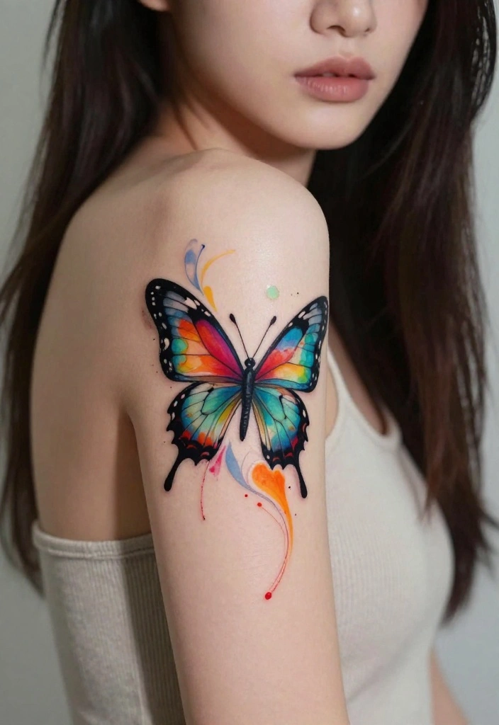 16 Neo Traditional Butterfly Tattoo Ideas With Bold Color - 13. Abstract Butterfly 1