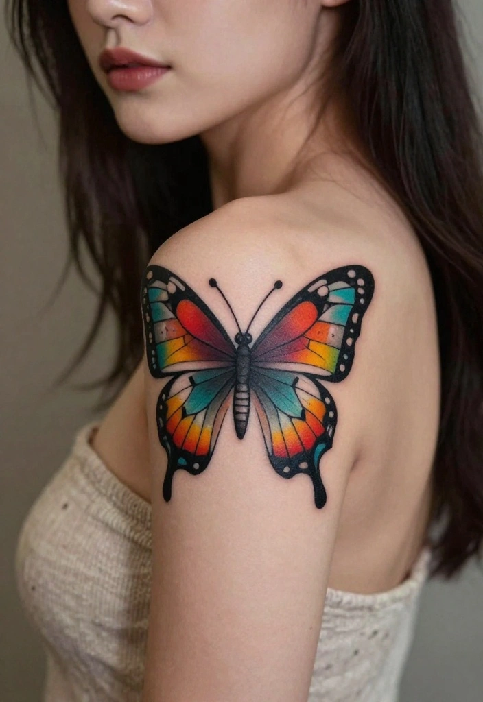 16 Neo Traditional Butterfly Tattoo Ideas With Bold Color - 3. Geometric Butterfly 1