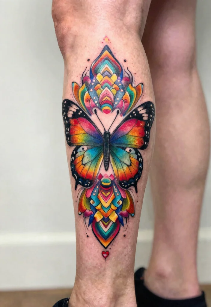 16 Neo Traditional Butterfly Tattoo Ideas With Bold Color - 5. The Kaleidoscope Design 1