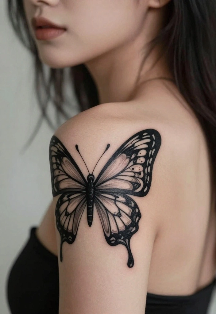 16 Neo Traditional Butterfly Tattoo Ideas With Bold Color - 6. The Tribal Twist 1
