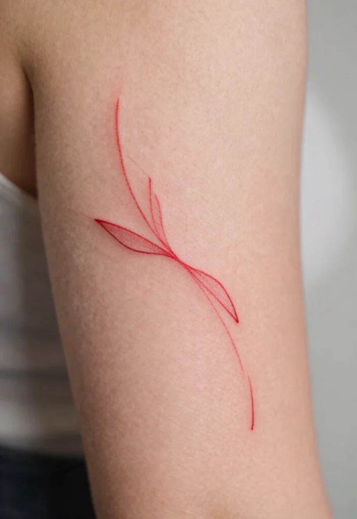 16 Red Tattoo Arm Ideas That Stand Out Boldly - 1. Elegant Minimalist Lines 1