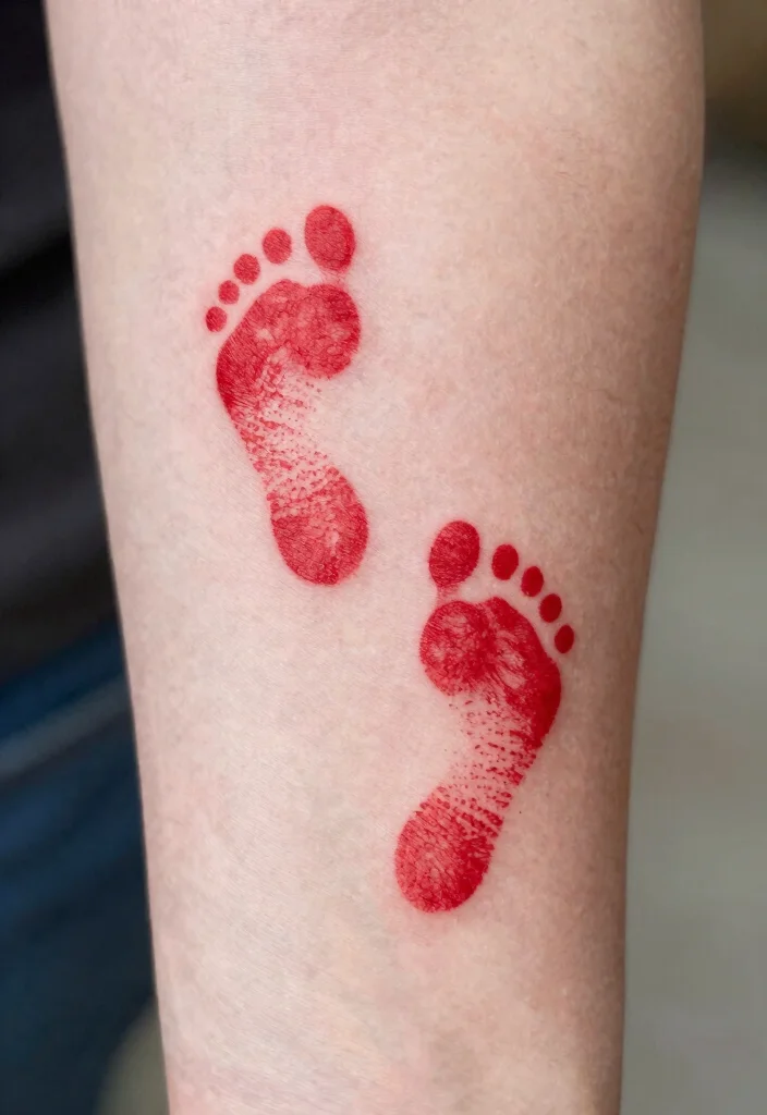 16 Red Tattoo Arm Ideas That Stand Out Boldly - 13. Spirited Animal Tracks 1