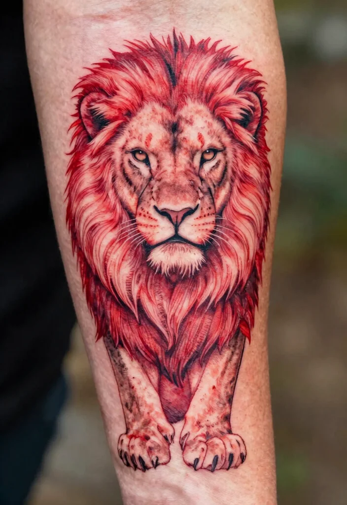 16 Red Tattoo Arm Ideas That Stand Out Boldly - 4. Bold Animal Motifs 1